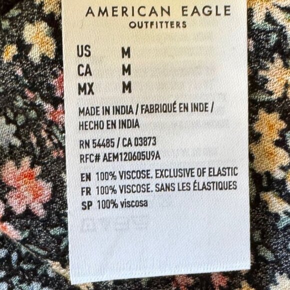 American Eagle Floral Mini Sundress - Size Medium, Black/Pink/Yellow - Picture 7 of 8
